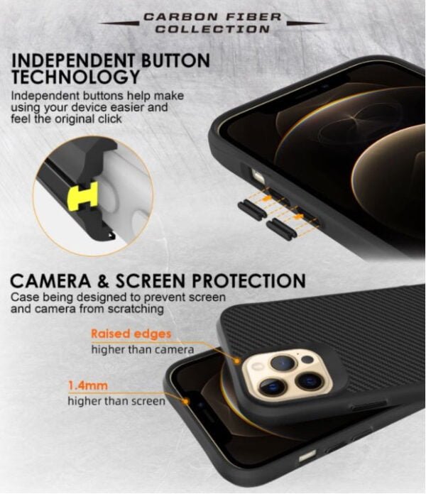 Carbon Fiber Designed Protective Case Black - Image 4