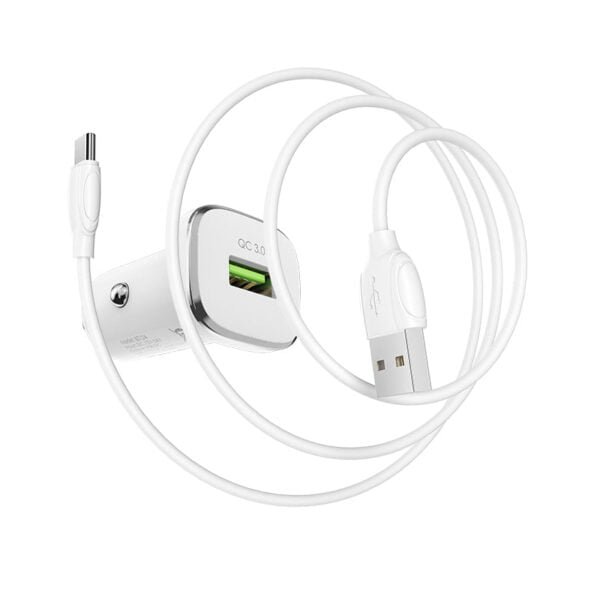 Lasting power QC3.0 in-car fast charger set with cable - Image 2