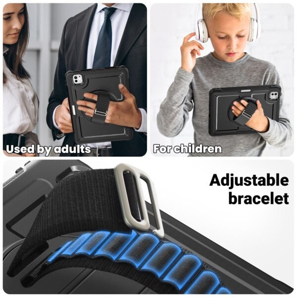 Ultra-Slim Heavy Duty Protection Case with Hand Strap for new iPad Air/Pro 11/13 (2024) - Image 11