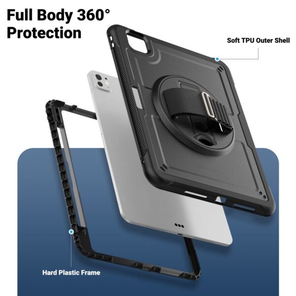 Ultra-Slim Heavy Duty Protection Case with Hand Strap for new iPad Air/Pro 11/13 (2024) - Image 2