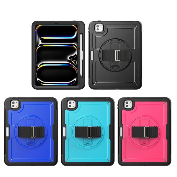 Ultra-Slim Heavy Duty Protection Case with Hand Strap for new iPad Air/Pro 11/13 (2024)